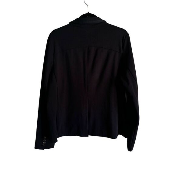 Lands End SZ 16 Women’s Black Cotton 2 Button Blazer Anchor Buttons Nautical - Picture 2 of 8